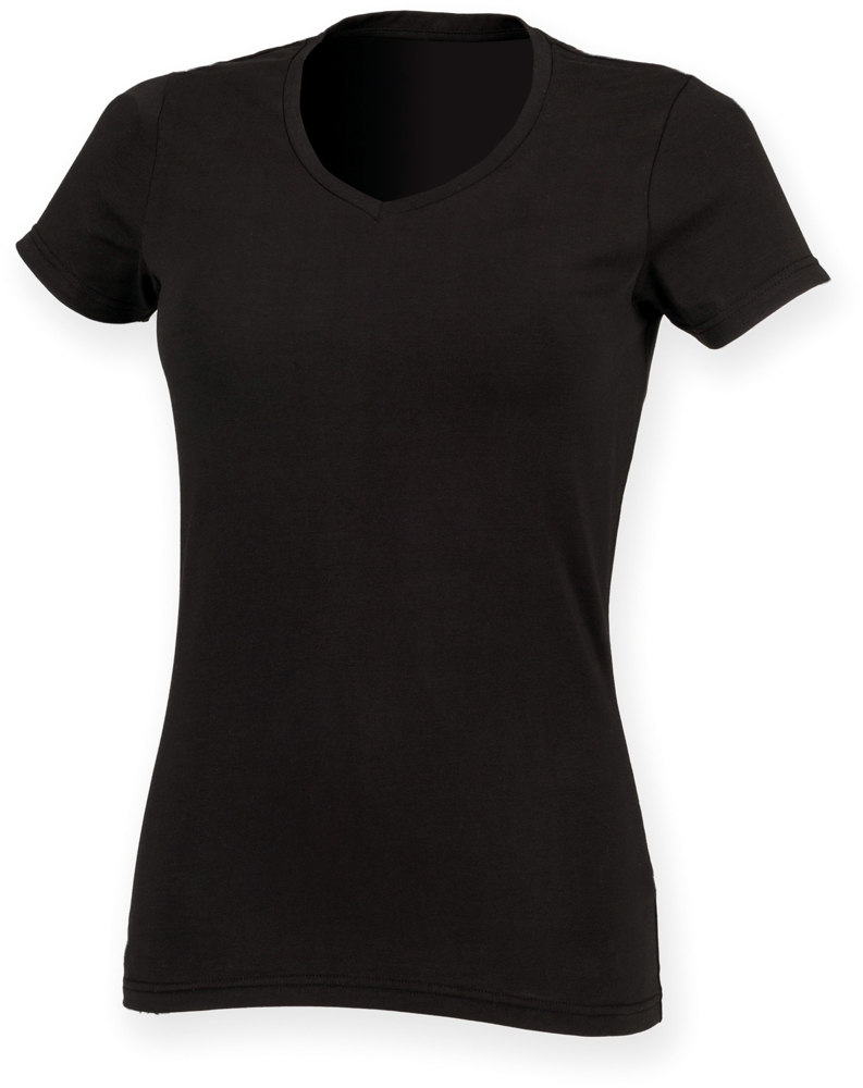 SK122C - Ladies Stretch V-neck T-shirt