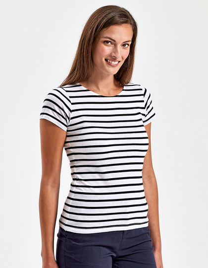 Asquith & Fox - Women´s Marinière Coastal Short Sleeve Tee - White-Navy